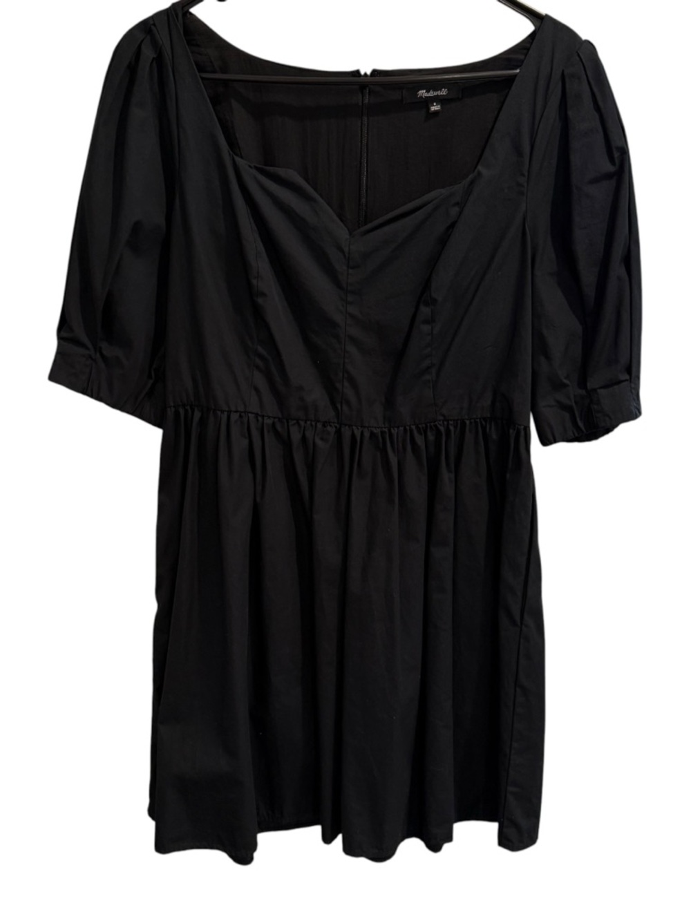 Madewell Cotton Poplin Puff-Sleeve Mini Dress Item NH073 Size 8 - Picture 3 of 10